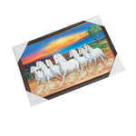 7 Running Vastu Shastr White Horse Photo Frame - 13 × 19 Inches | For Home Decor And Gifts