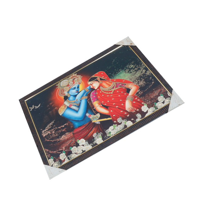 Lord Krishan And Goddess Radha Photo Frame - 20 × 13 Inches | For Pooja Temple | Home Decor And Gifts