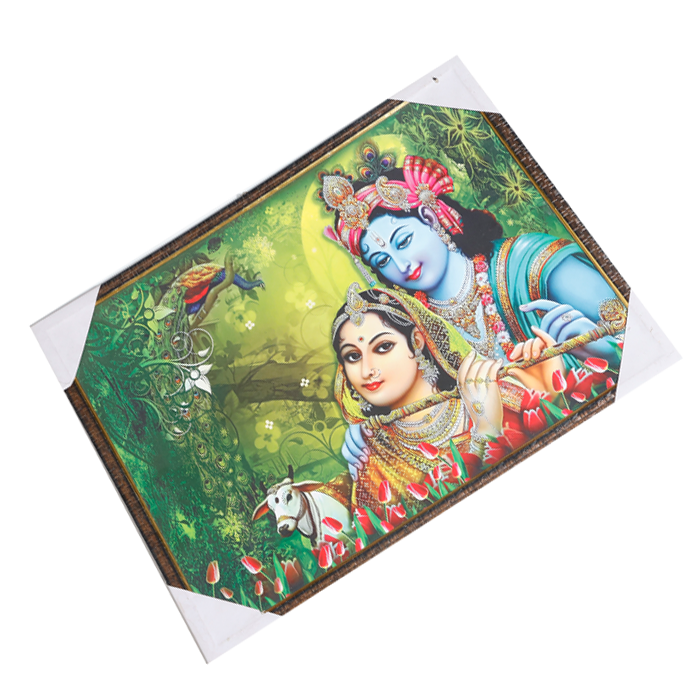 Lord Krishan And Goddess Radha Photo Frame - 20 × 26 Inches | For Pooja Temple | Home Decor And Gifts