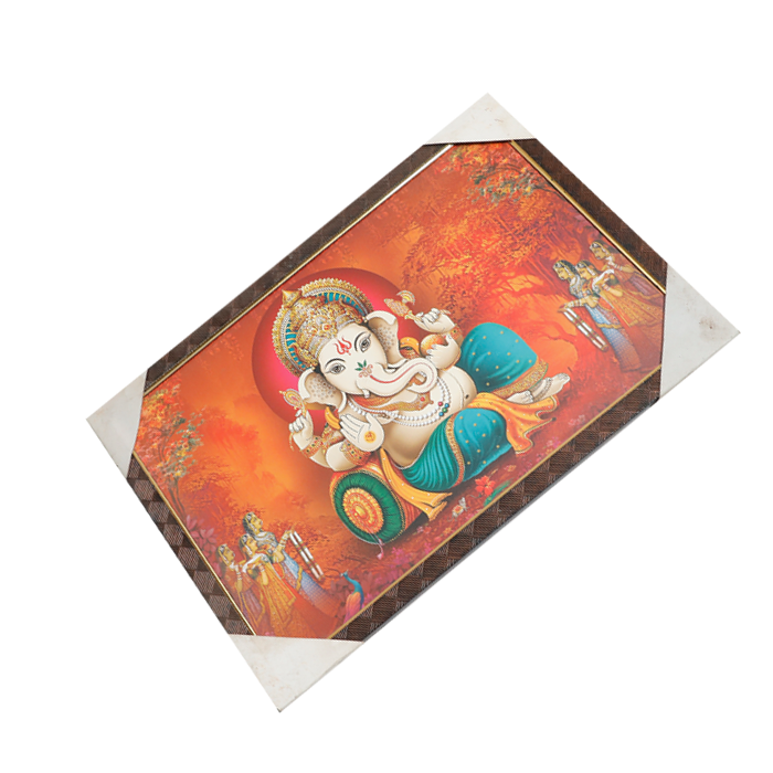 Lord Ganesha Photo Frame - 20 × 13 Inches | For Pooja Temple | Home Decor And Gifts