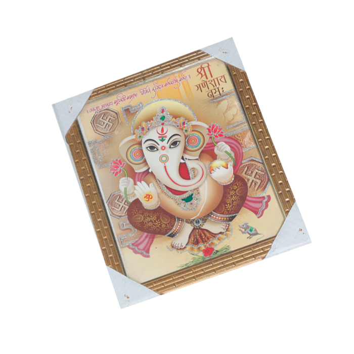 Lord Ganesha Photo Frame - 11 × 10 Inches | For Pooja Temple | Home Decor And Gifts