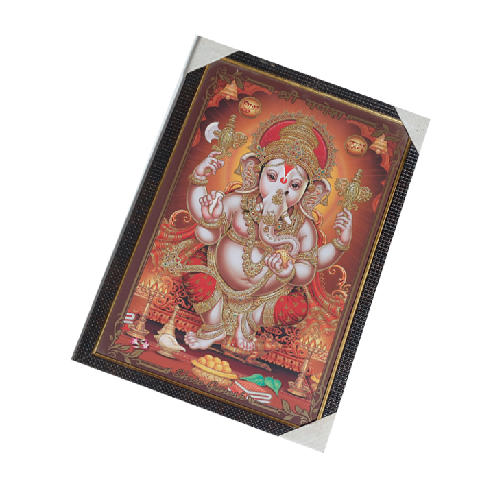 Lord Ganesha Photo Frame - 19 × 13 Inches | For Pooja Temple | Home Decor And Gifts