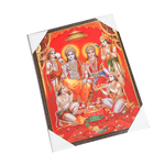 Lord Ram Darbar With Ram, Laxman, Sita And Hanuman Photo Frame - 25 × 20 Inches | For Pooja Temple | Home Decor And GIfts