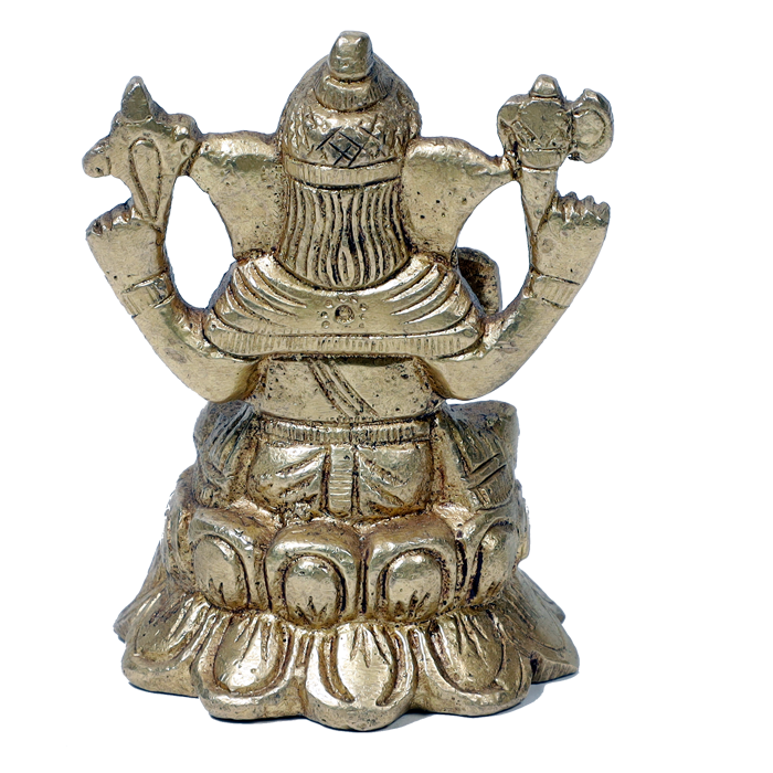 Brass Murti Lord Ganesha Is Sitting On Throne - 3.5 × 3 Inches | For Pooja Temple | Home Decor And Gifts