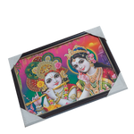 Goddess Radha And Lord Krishan Photo Frame - 9 x 13 Inches | For Pooja Temple | Home Decor And Gifts
