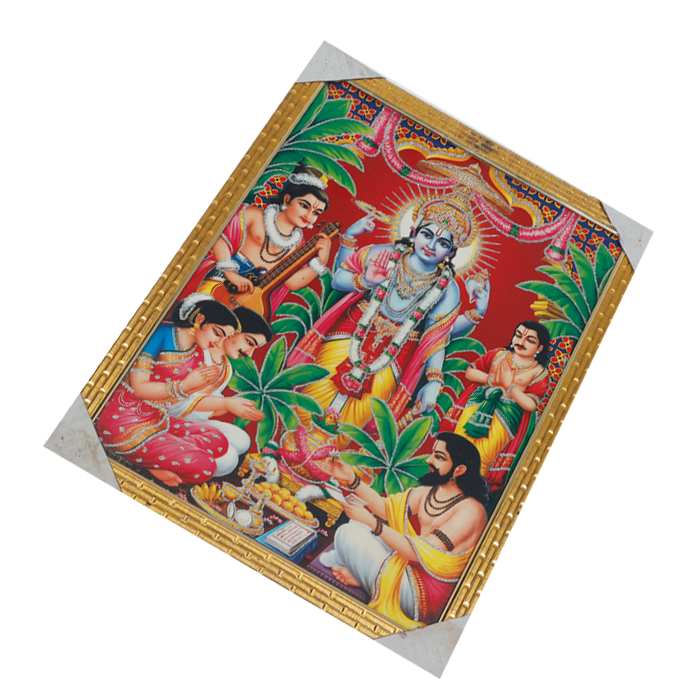 Shree Satyanarayan Bhagwan Photo Frame - 17 x 13 Inches | For Pooja Temple | Home Decor And Gifts