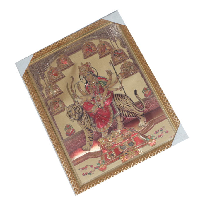 Goddess Durga Mata Is Sitting On The Lion Photo Frame - 17× 13 Inches | For Pooja Temple | Home Decor And Gifts
