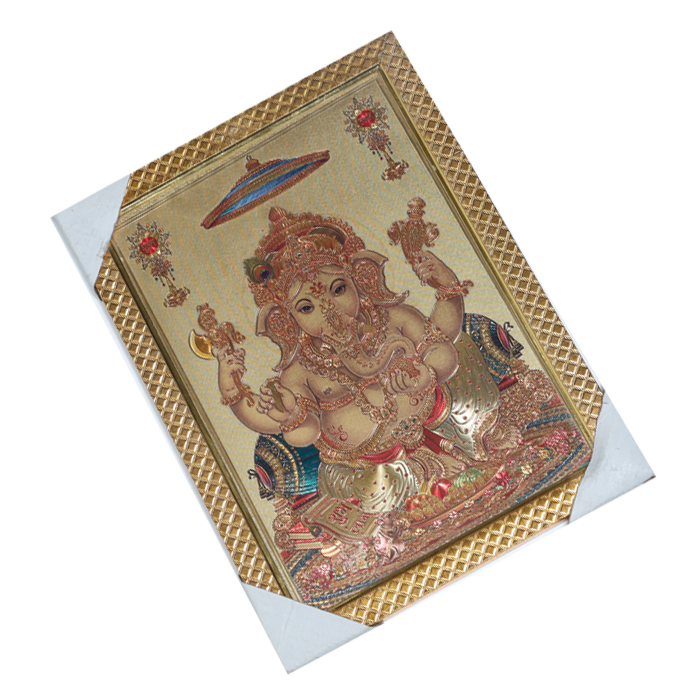 Lord Ganesha Photo Frame - 12 × 10 Inches | For Pooja Temple | Home Decor And Gifts
