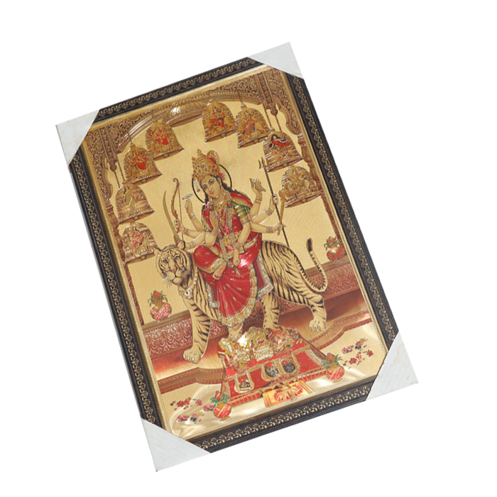 Goddess Durga Mata Is Sitting On The Lion Photo Frame - 25 × 17 Inches | For Pooja Temple | Home Decor And GIfts