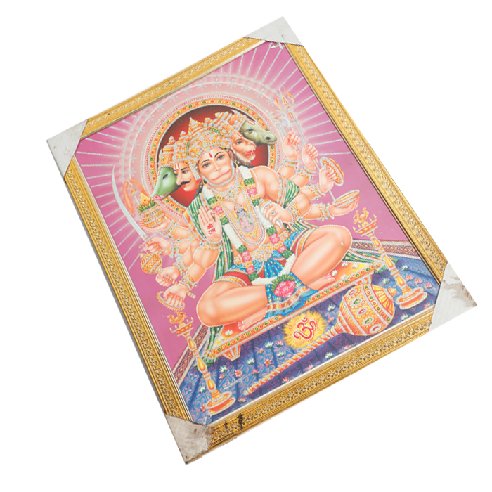 Lord Panch Mukhi Hanuman Photo Frame - 26 × 20 Inches | For Pooja Temple | Home Decor And Gifts
