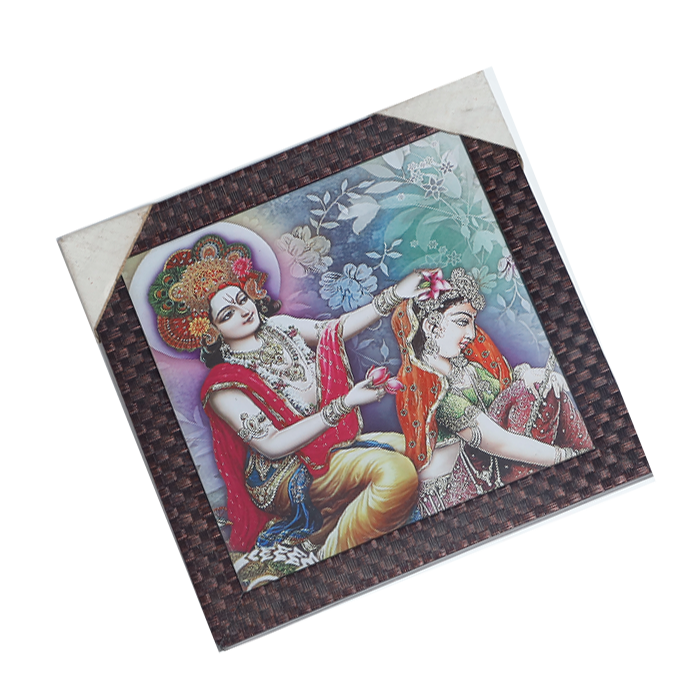 Lord Krishan And Goddess Radha Photo Frame - 11 × 11 Inches | For Pooja Temple | Home Decor And Gifts