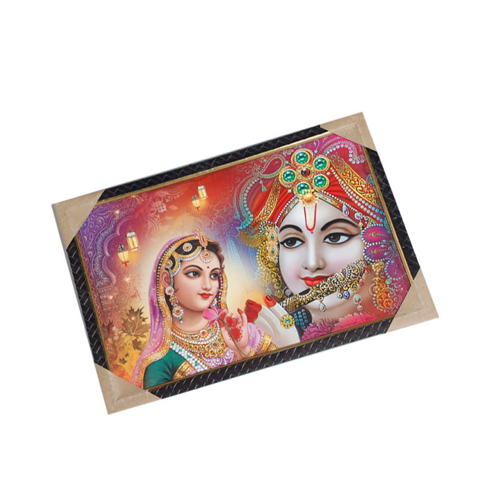 Goddess Radha And Lord Krishan Photo Frame - 13 × 19 Inches | For Pooja Temple | Home Decor And Gifts