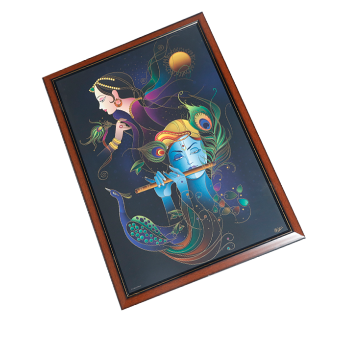 Lord Krishan And Goddess Radha Photo Frame - 30 × 22 Inches | For Pooja Temple | Home Decor And Gifts