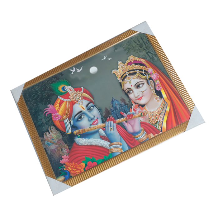 Goddess Radha And Lord Krishan Photo Frame - 20 × 26 Inches | For Pooja Temple | Home Decor And Gifts