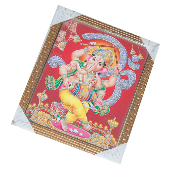 Lord Ganesha Photo Frame - 11 × 10 Inches | For Pooja Temple | Home Decor And Gifts