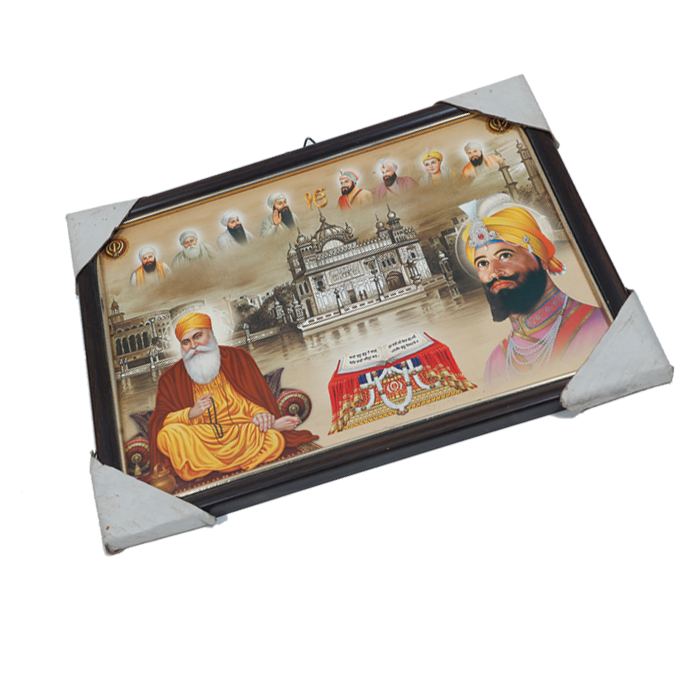 Guru Nanak Dev Ji with Guru Gobind Singh Photo Frame - 9 x 13 Inches | For Pooja Temple | Home Decor And Gifts