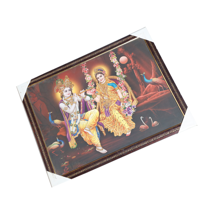 Goddess Radha And Lord Krishan Photo Frame - 19 × 25 Inches | For Pooja Temple | Home Decor And Gifts