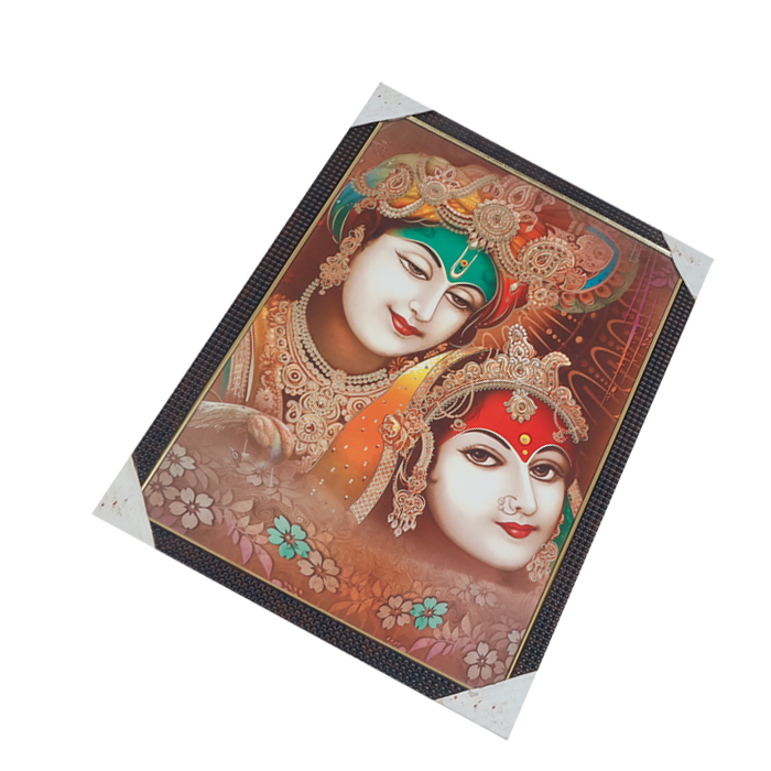 Lord Krishan And Goddess Radha Photo Frame - 20 × 13 Inches | For Pooja Temple | Home Decor And Gifts
