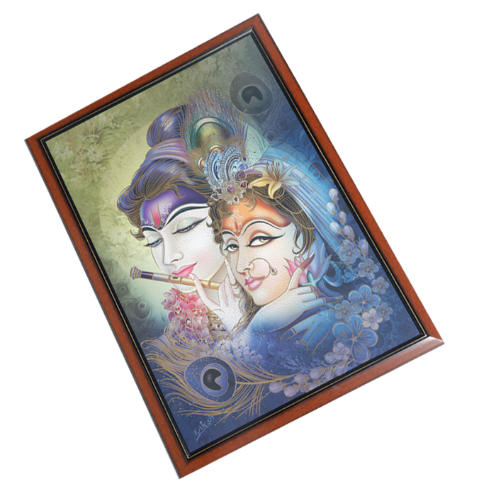 Lord Krishan And Goddess Radha Photo Frame - 22 × 30 Inches | For Pooja Temple | Home Decor And Gifts