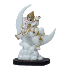 Lord Ganesha Is Sitting On The Moon Marble Dust Murti Idol - 9 × 6 Inches | For Pooja Temple And Home Decor