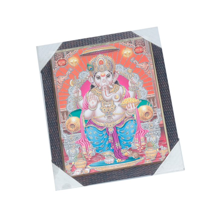 Lord Ganesha Photo Frame - 11 × 10 Inches | For Pooja Temple | Home Decor And Gifts