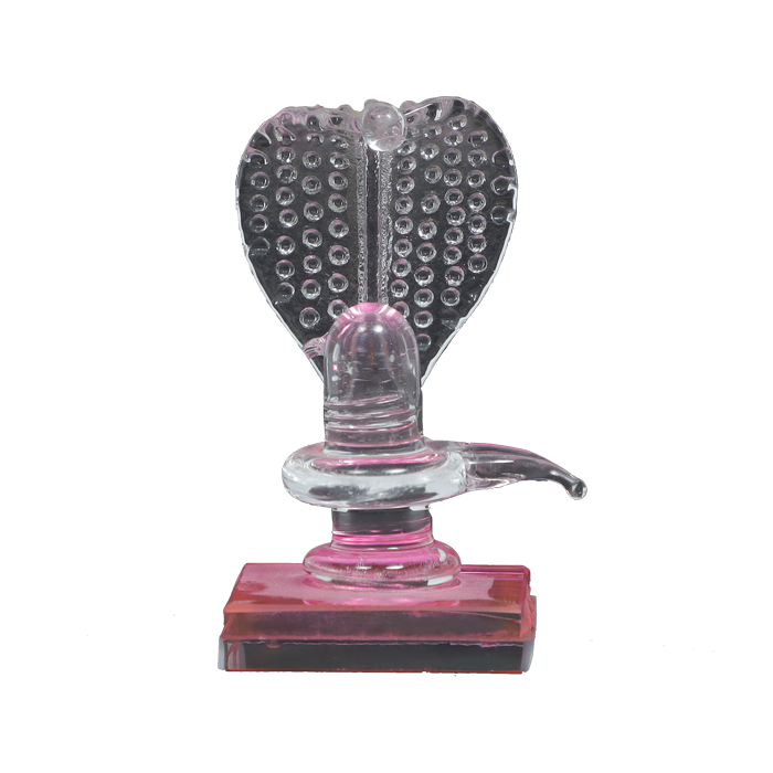 Handcrafted Glass Shiva Lingam Shiv Ling Idol Pink