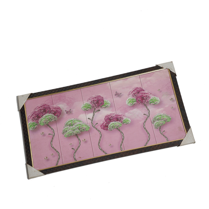 Trees With Green And Pink Flowers Photo Frame - 26 × 14 Inches | For Home Decor And Gifts