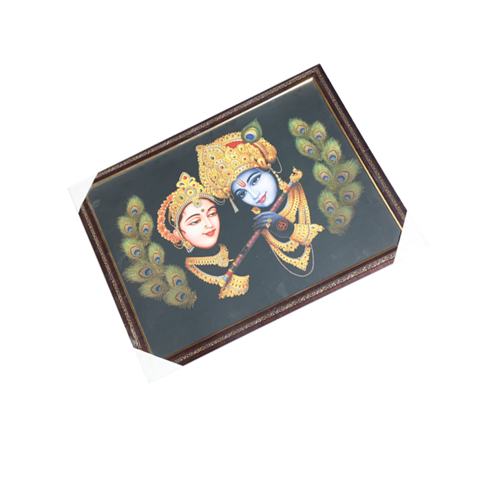 Goddess Radha And Lord Krishan Photo Frame - 25 × 20 Inches | For Pooja Temple | Home Decor And Gifts