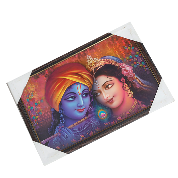 Lord Krishan And Goddess Radha Photo Frame - 13 × 19 Inches | For Pooja Temple | Home Decor And Gifts