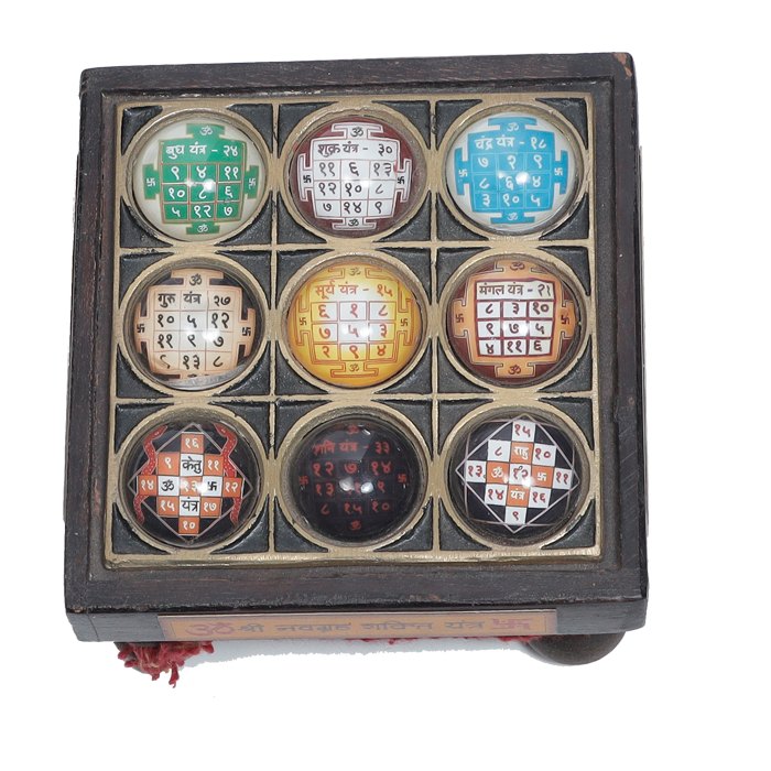 Navgrah Yantra With Active Beej Mantra Kavach - 4 × 4 Inches