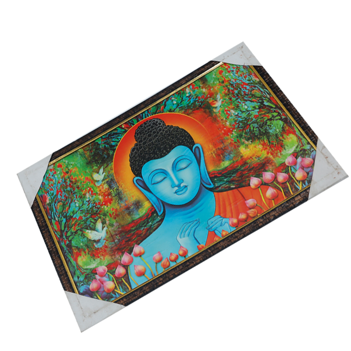 Lord Gautam Buddha Photo Frame - 20 × 13 Inches | For Pooja Temple | Home Decor And Gifts