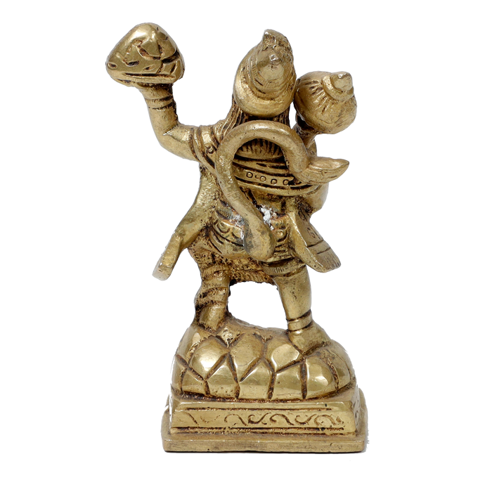 Brass Murti Veer Bajrang Bali Hanuman Ji Carrying Mountain of Herbs - 4 × 2.5 Inches | For Pooja Temple | Home Decor And Gifts