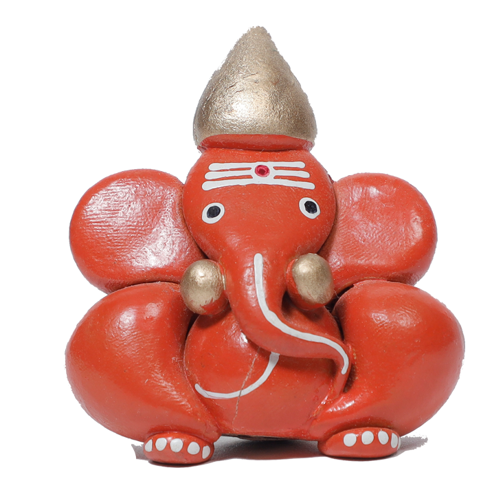 Craftam Polyresin Orange Ganesha Statue for Car Dashboard God Ganesh- 2.5 × 2 Inches