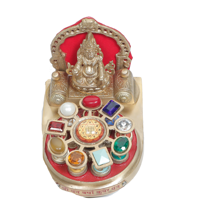 Shri Dhan Varsha Brass Kuber Yantra Chowki - 4 × 6 Inches