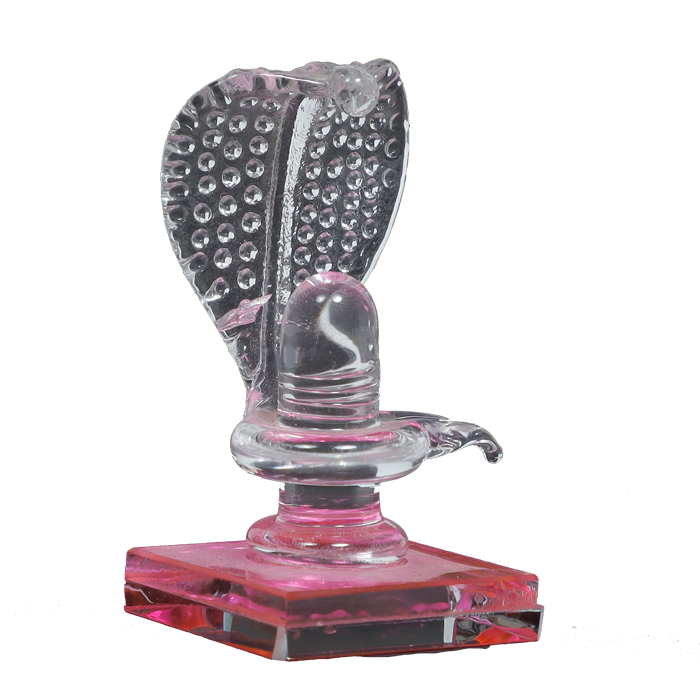 Handcrafted Glass Shiva Lingam Shiv Ling Idol Pink