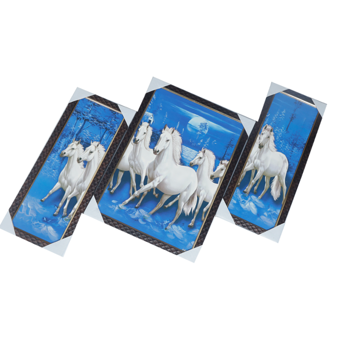 7 Running Vastu Shastr White Horse Photo Frame - 19 × 15 Inches | For Home Decor And Gifts