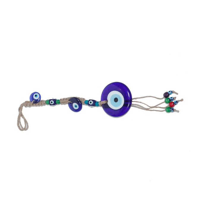 Glass Blue Evil Eye Hanger - 19 × 3 Inches