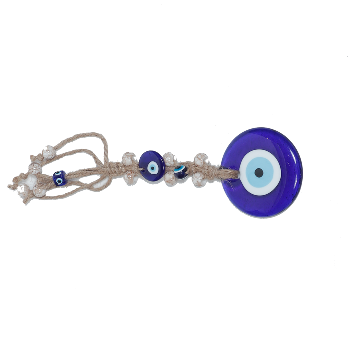 Glass Blue Evil Eye Hanger - 12 × 3 Inches