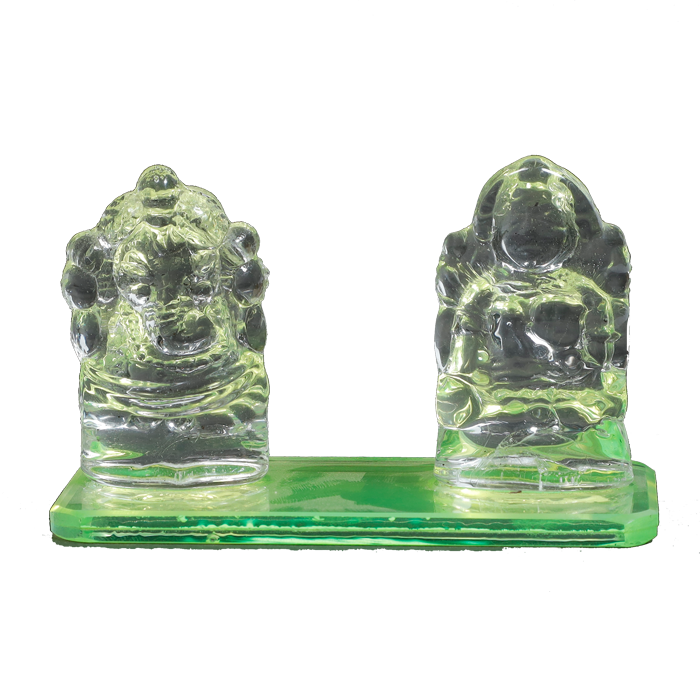 Light Green Laxmi Ganesh - 3 × 4 Inches