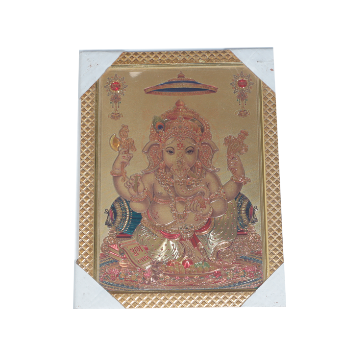 Lord Ganesha Photo Frame - 11 × 10 Inches | For Pooja Temple | Home Decor And Gifts