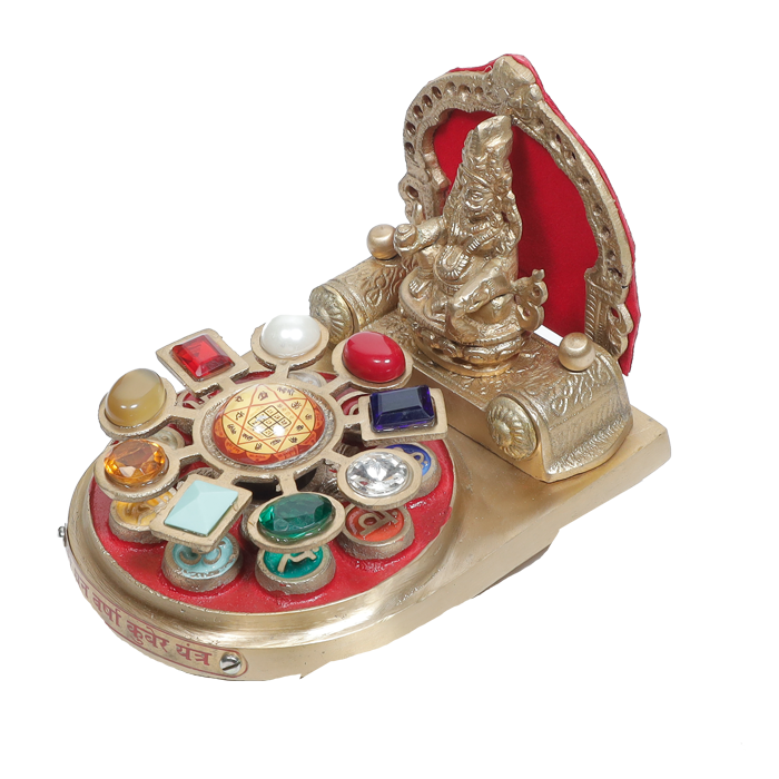 Shri Dhan Varsha Brass Kuber Yantra Chowki - 4 × 6 Inches