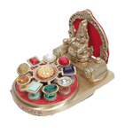 Shri Dhan Varsha Brass Kuber Yantra Chowki - 4 × 6 Inches
