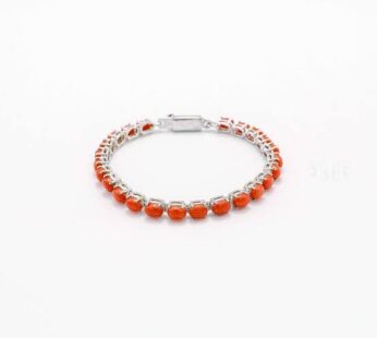 Italian Moonga (coral) Bracelet In Silver